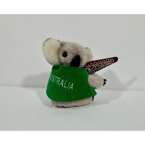 Vintage Australia Mini Souvenir Koala Clip On Holding Boomerang Travel 2.5”